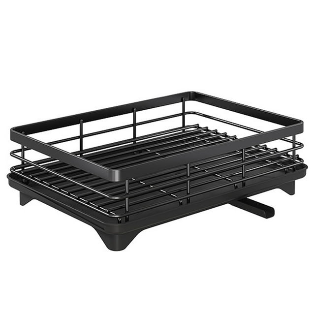 WRKEKC Clearance Expandable Kitchen Drying Rack with Drainboard - Countertop Dish Organizer (42.5x30x13.5cm)
