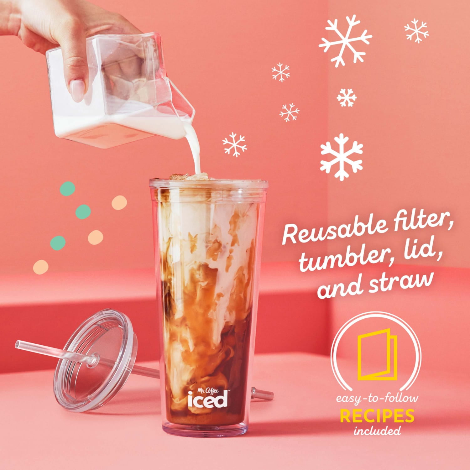 Mr. Coffee Single-Serve Iced and Hot Coffee Maker with Reusable Tumbler and Coffee Filter, Black