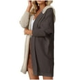 thumbnail image 4 of RYDCOT Hooded Sweater Coats for Women Knee Length Long Cardigans Cable Knitted Open Front Oversized Outerwear Fall Winter Sweater Coats Clearance, 4 of 9