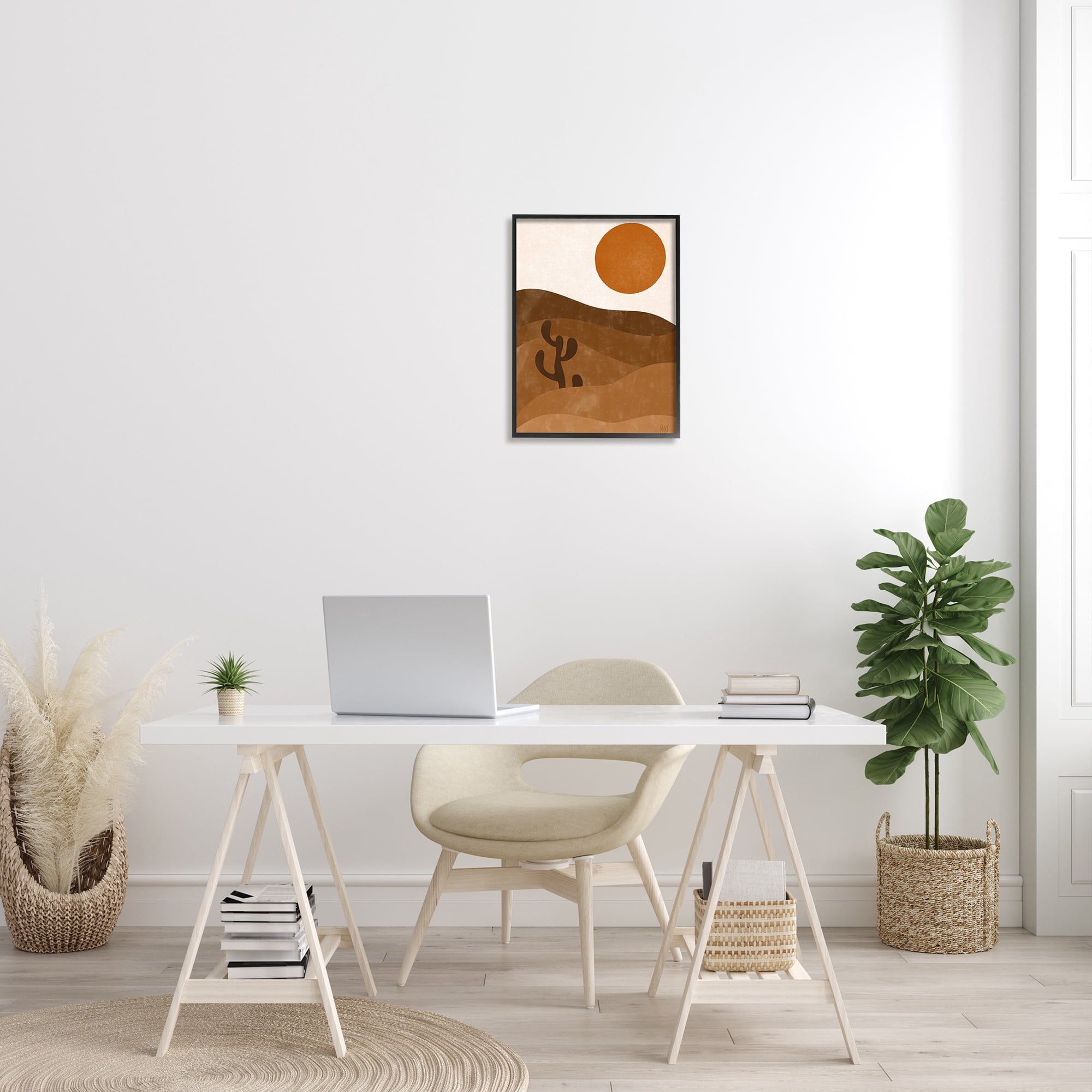 Stupell Indtries Desert Cact Rolling Hills Bold Orange Sun Landscape,16 x 20,Design by Birch&Ink