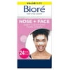 Bioré Nose+Face, Deep Cleansing Pore Strips, 12 Nose + 12 Face Strips for Chin or Forehead, with Instant Blackhead Removal and Pore Unclogging, 24 Count Value Size, Oil-free, Non-Comedogenic Use
