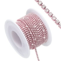 Uxcell 10 Yard Crystal Rhinestone Close Chain Trim, Crystal Rhinestone Strips, Silver Rhinestone with Light Pink Base