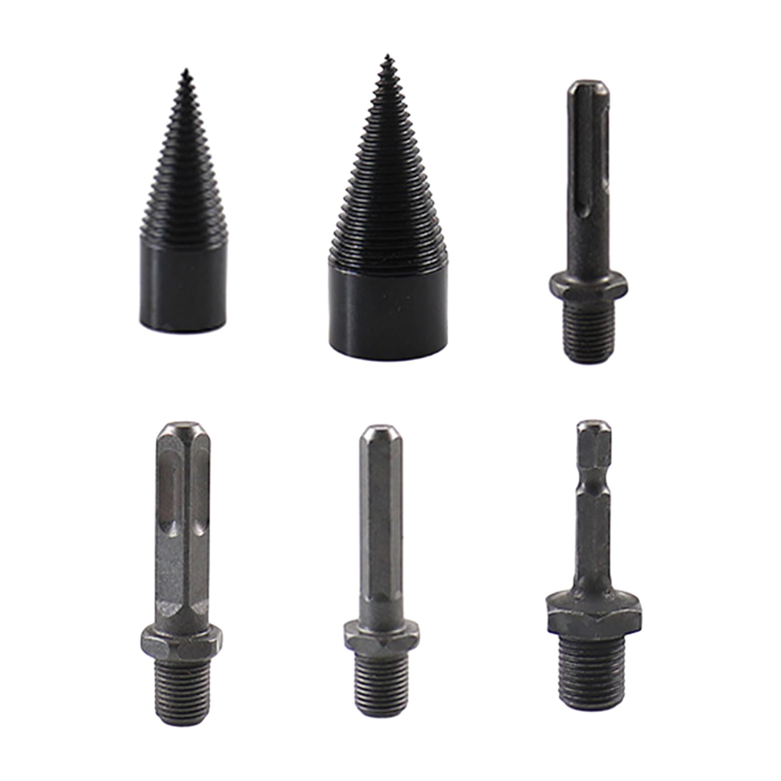 koolsoo Set of 6 Firewood Log Splitter Drill Bit Attachment Screw Cones Multipurpose Detachable for Logging and Open The Wood Durable