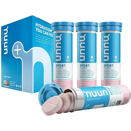 Nuun Sport: Electrolyte Drink Tablets, Strawberry Lemonade, 4 Tubes (40 Servings)