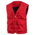 thumbnail image 2 of Men's Lightweight Work Vest Big&Tall Men's Casual Fashion Solid Color Sleeveless V-Neck Top Waistcoat Red M, 2 of 9