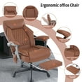 thumbnail image 4 of Heated Massage Office Chair with 6 Points Vibration, Reclining Ergonomic Desk Chair with Footrest for Extra Comfort, PU Leather High Back Executive Computer Chair, Thick Padded Massage Chair, 4 of 7