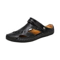 thumbnail image 2 of Roman Sandals for Men, Mens Leather Sandals, Fisherman Sandals for Men, Mens Casual Walking Sandals Closed Toe Beach Shoes Sports Outdoor Sandals Summer Sandals for Hiking Trekking, Black 7, 2 of 9