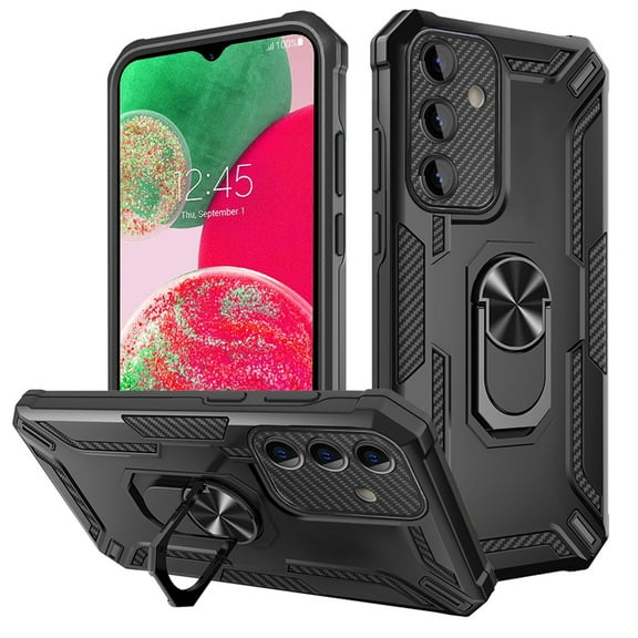 Samsung Galaxy A04e Case, Galaxy A04e 4G Case, [Military Grade] Shockproof Cover with Magnetic Ring Kickstand Car Mount Protective Case, Black