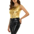 thumbnail image 5 of INSPIRE CHIC Women's Metallic Tank Top Halloween Club Party Shiny Sparkly Holographic Cami Top XL Gold Tone, 5 of 7