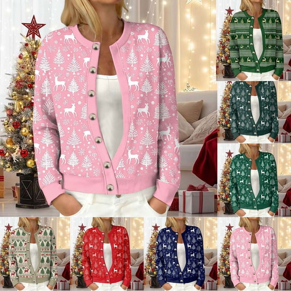 larppty Women's Christmas Sweaters Cardigans Ugly Soft Fuzzy Knit Long Sleeve Pullover for Christmas Party Holiday（Dark Green，L）