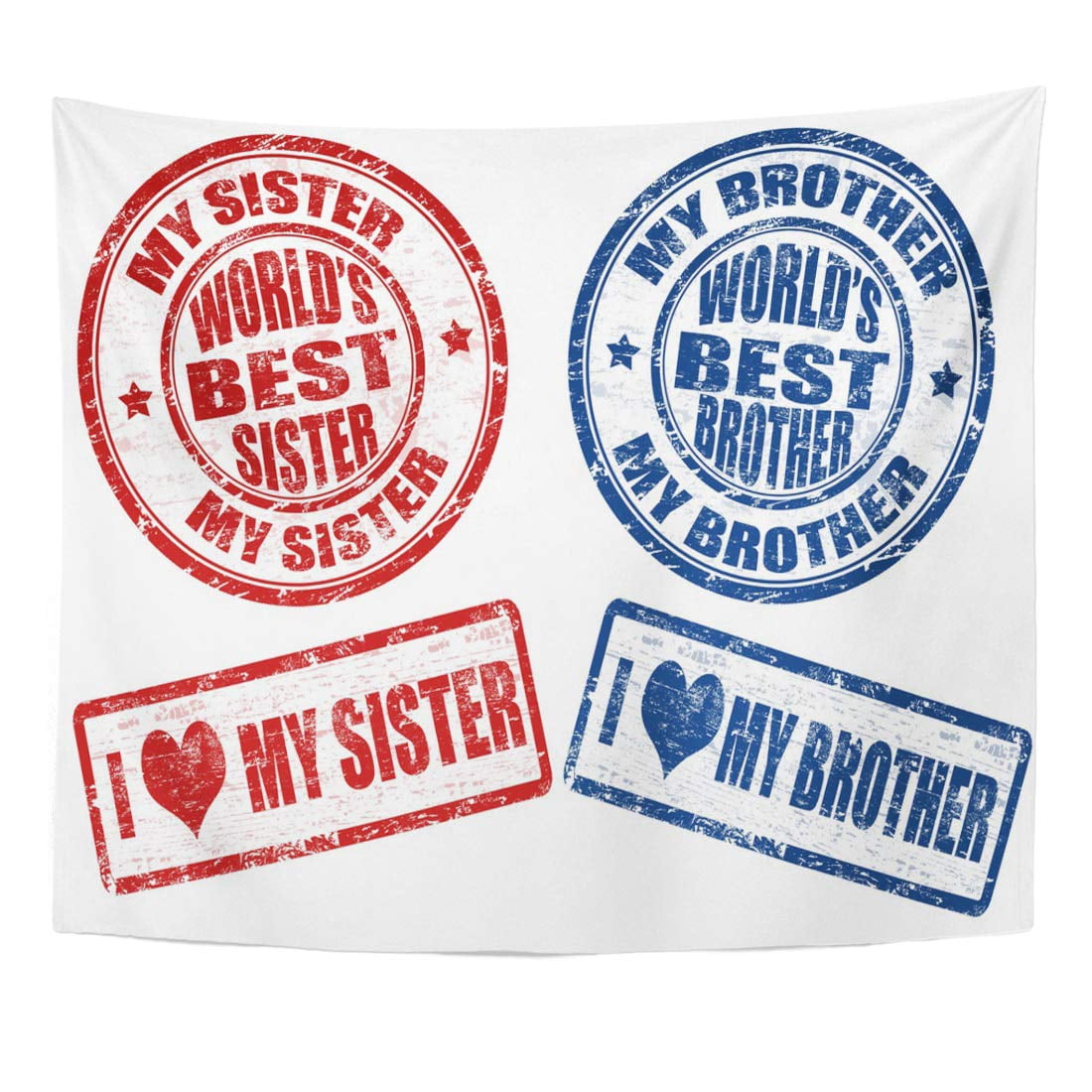 Refred World Rubber Stamps Text Best Sister And Brother Wall Art Hanging Tapestry Home Decor For Living Room Bedroom Dorm 60x80 Inch Walmart Com Walmart Com