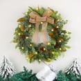 thumbnail image 6 of Elainilye Christmas Linen Bow Light Up Wreath for Door Decor, 18 inch Pine Cones Wreath for Shop Window and Home, Holiday Lighted Wreath for Indoor and Outdoor, 6 of 9