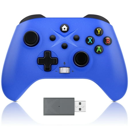 Bonadget Xbox One Controller Wireless, Compatible with Xbox One Series S/X, Xbox Elite Series, PC, TURBO Function/Share Button/Built-In Volume Controls/Matte Texture with 2.4GHz Adapter – Shock Blue