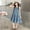 Blue, variant on JIAYUE Girls Denim Spring Dresses Solid Color Sleeveless Straps Crew Neck A-Line Long Tiered For Kids Casual Streetwear Dailywear