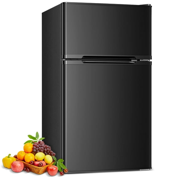 KNDKO 3.5Cu.Ft Mini Refrigerator with Freezer, Two Door Mini Fridge with Adjustable Thermostat for Bedroom/Office/Dorm/Kitchen (BLACK)