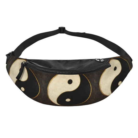 Men Women Black White Symbol Pattern Fanny Pack Crossbody Waist Belt Bag Easy Carry Any Phone Wallet