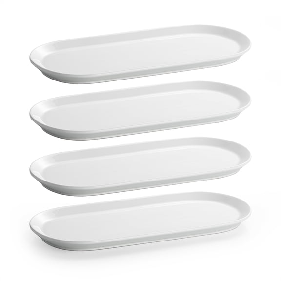 13" Sushi Plate Set of 4， Oval Plates and Cracker Trays for Serving