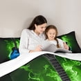 thumbnail image 5 of Homewish Music Instrument Pattern Queen Comforter Set,Electric Guitar Bedding Sets,Green Blue Black Bedding Comforter Set For Teens,Luxury Bedroom Decor,3 Pieces, 5 of 8