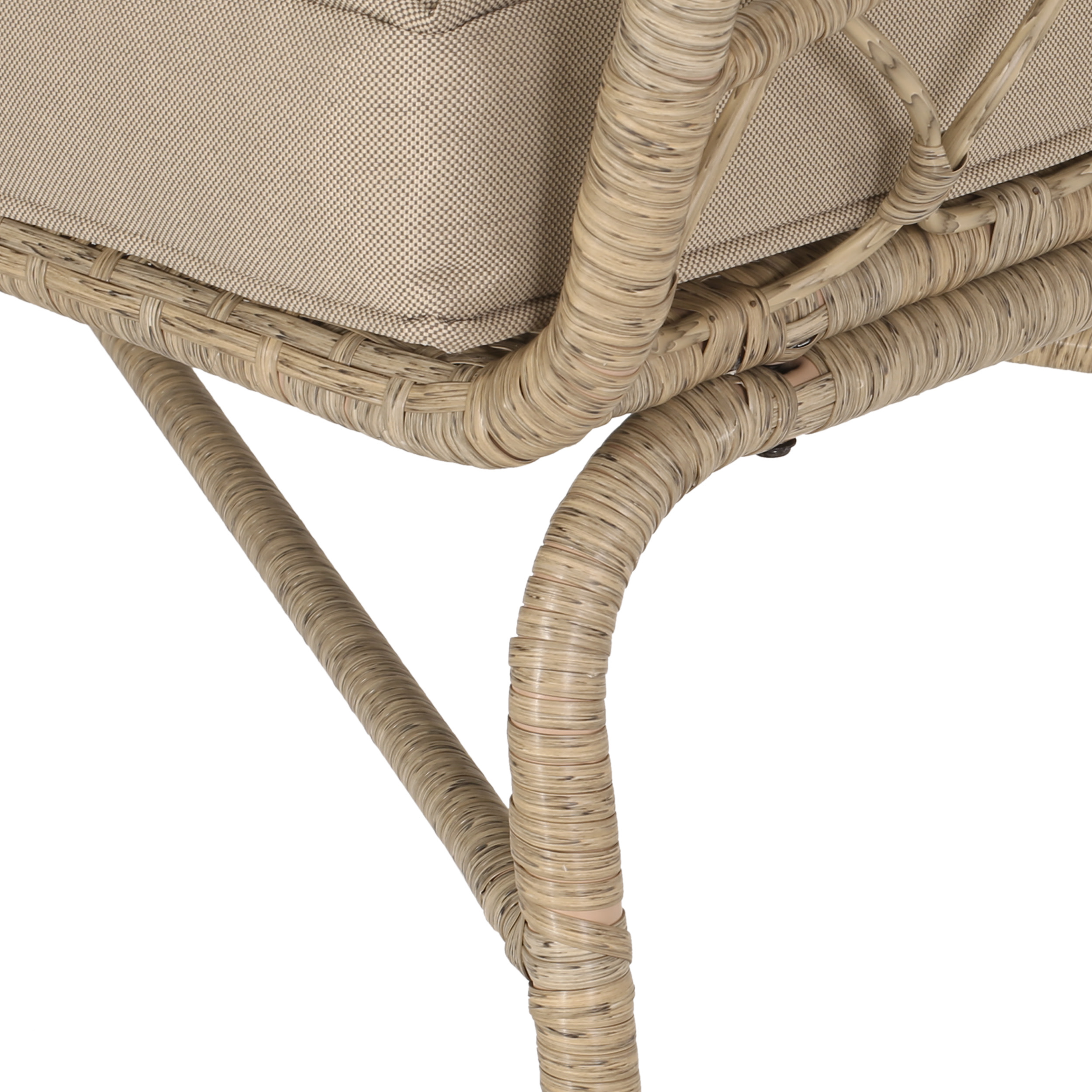 Montserrat Wicker Outdoor Loveseat with Cushions, Light Brown and Beige
