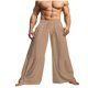 thumbnail image 1 of Pantalones largos para hombre, moda informal, lino liso, holgados, elásticos, con cordón, transpirables, para vacaciones, de poliéster, 1 of 7
