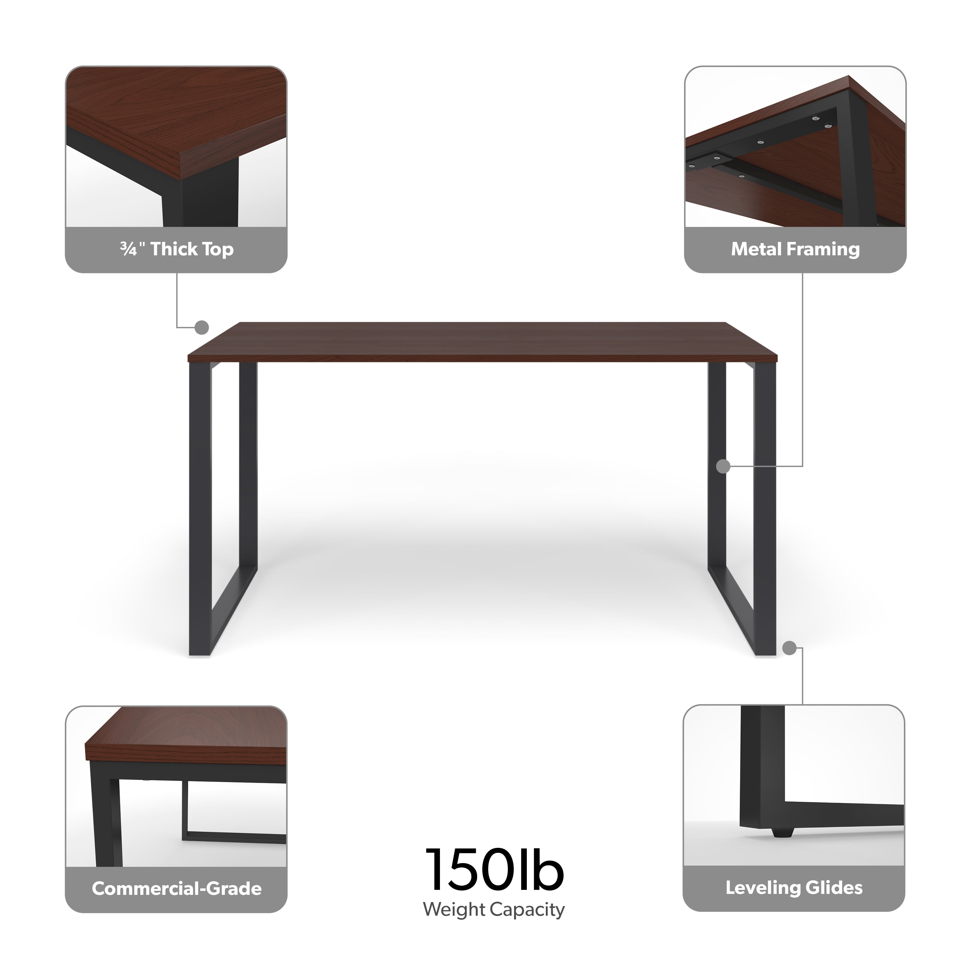 HON Basyx 55” Commercial-Grade Executive Desk, in Charcoal/Walnut (BSX55MOLCMW)