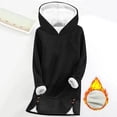 thumbnail image 2 of Horkkom Long Fleece Hoodies for Women Winter Pullover Soft Sweatshirts Solid Color Button Warm Fleece Hoodie S, 2 of 7