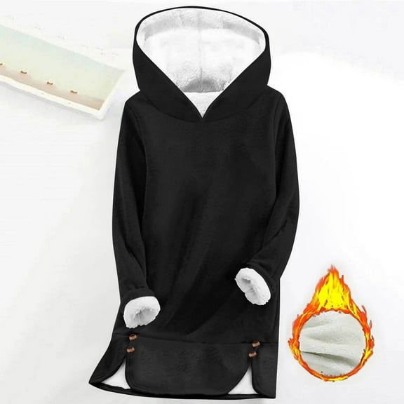 UQJfacai Womens Hoodies Winter Thicken Warm Fleece Sherpa Lined Pullover Fall Casual Loose Fit Long Sleeve Hooded Sweatshirt