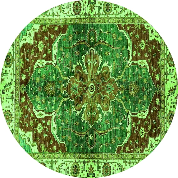 Ahgly Company Indoor Round Abstract Green Modern Area Rugs, 3' Round