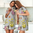 thumbnail image 4 of Zufioo Cartoon Owls Print Women's Nightgown, Round Neck Short-sleeved Pajamas, Home Wear Suitable for Home and Outing, 4 of 6