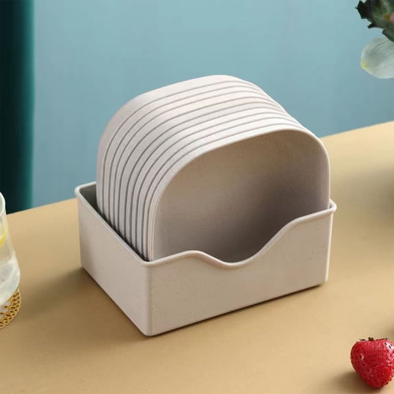 Wheat Straw Small Plates with Holder, 10 Pack Unbreakable Dinner Plates for Snacks, Appetizers, Bone Plates for Kitchen, Dining Table, Lightweight & Reusable,5.5-inch Square.