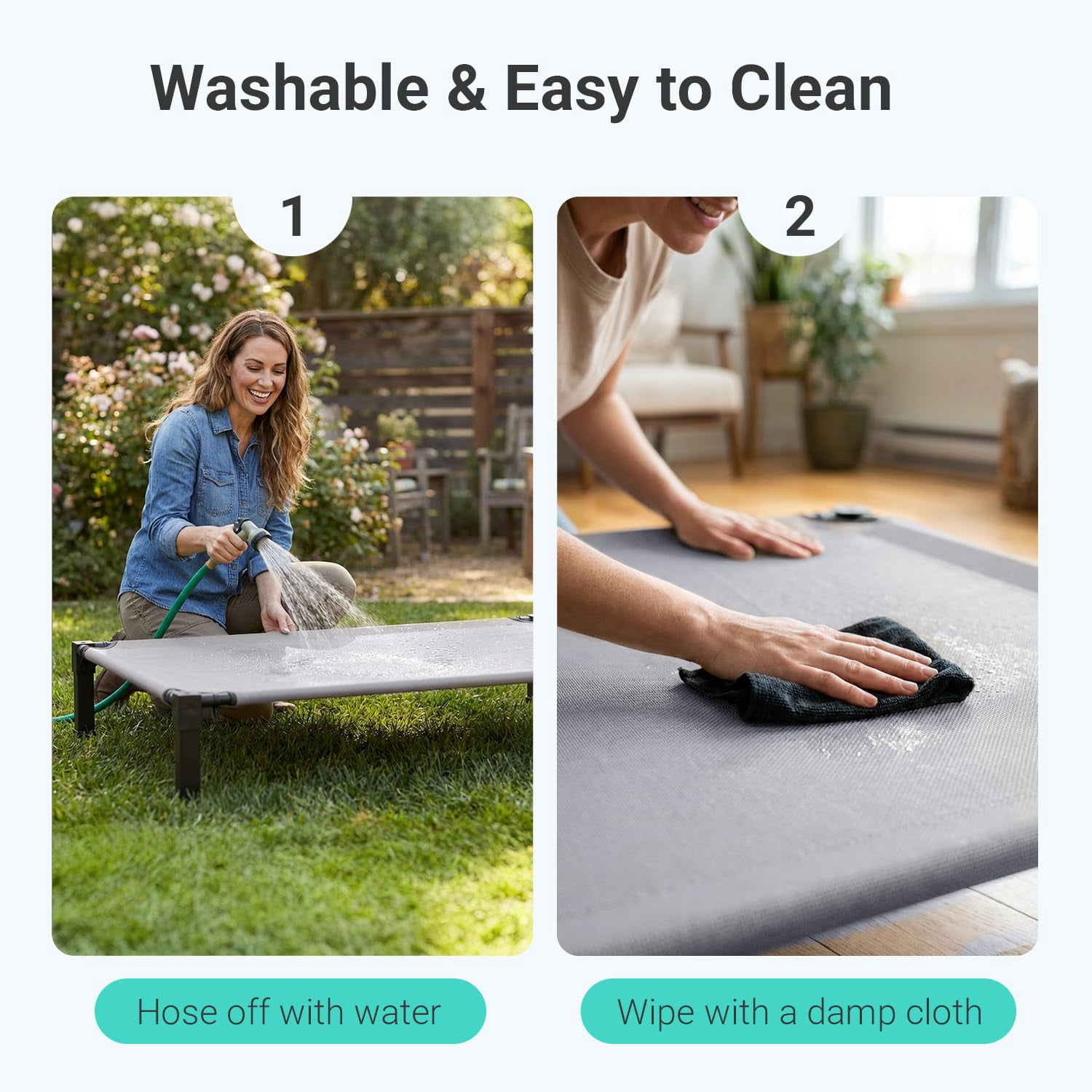 Elevated Outdoor Dog Bed  Pet Steel-framed And Non-slip Feet Raised With Waterproof Washable Breathable Teslin Mesh 42in