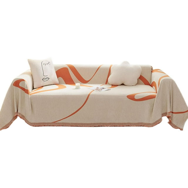 Clearance! Couch for Sectional Sofa L Shape Couch Cover Blanket Orange Striped Geometric Sofa Cover for Dogs Sofa Washable Modern Sofa for Living Room