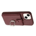 thumbnail image 4 of Compatible with iPhone 15 Wallet Phone Case,360°Rotation Finger Ring Holder Kickstand,with Card Holder,Lychee Pattern PU Leather Durable Shockproof Rugged Phone Case,Winered, 4 of 12
