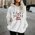 thumbnail image 2 of SwiftWear Women's Merry Christmas Print Fleece Lined Hoodie - Double-Sided Plush Pullover with Drawstring Hood, Festive Holiday Plus Size Tops White, 2 of 4