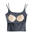 thumbnail image 5 of Lenpel Women's Tank Tops with Built in Bra Spaghetti Straps Square Neck Slim Crop Sleeveless Shirts Soft Casual Camisole Tops, 5 of 6