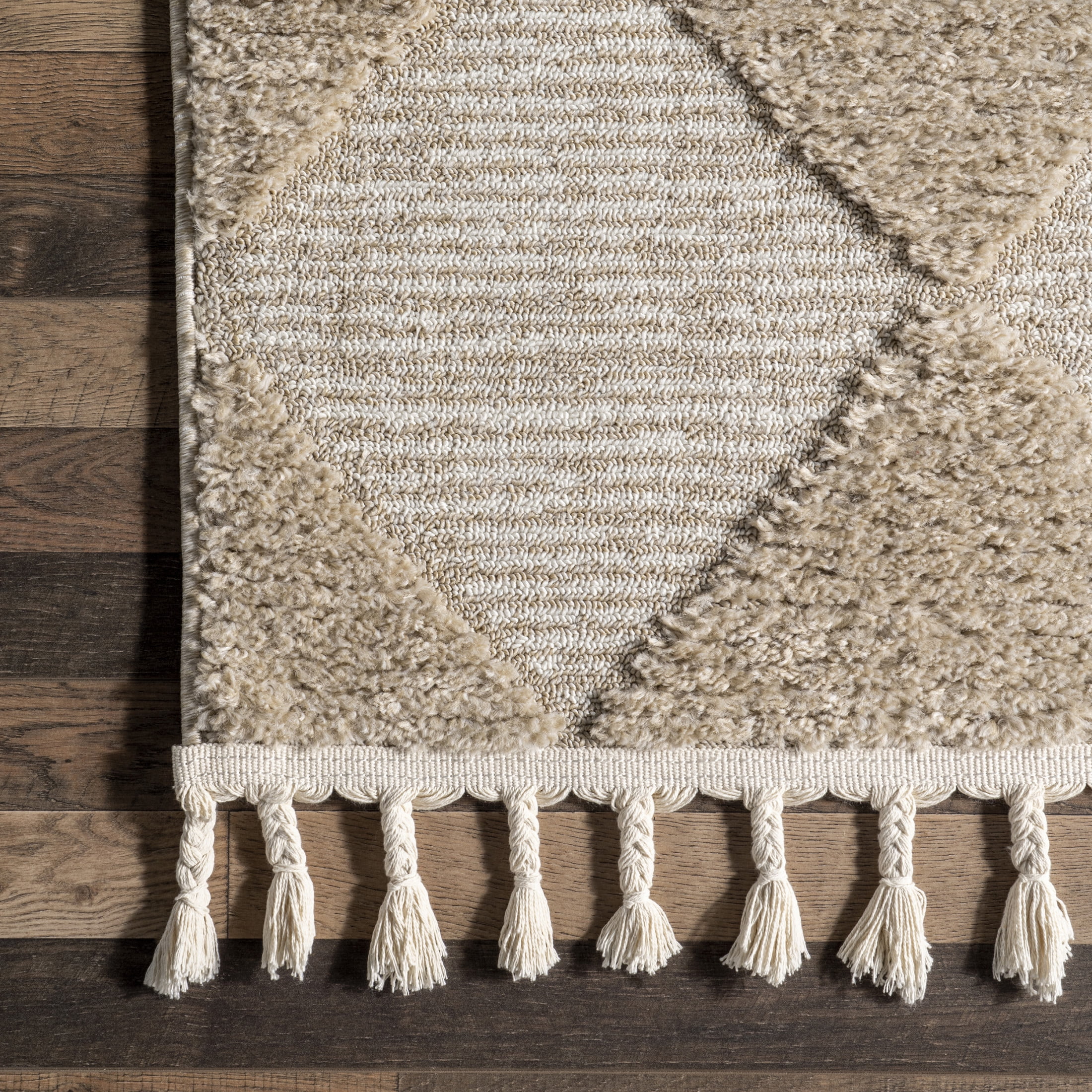 nuLOOM Marissa High/Low Diamond Tassel Area Rug, 2' 6" x 10', Runner, Marissa Beige