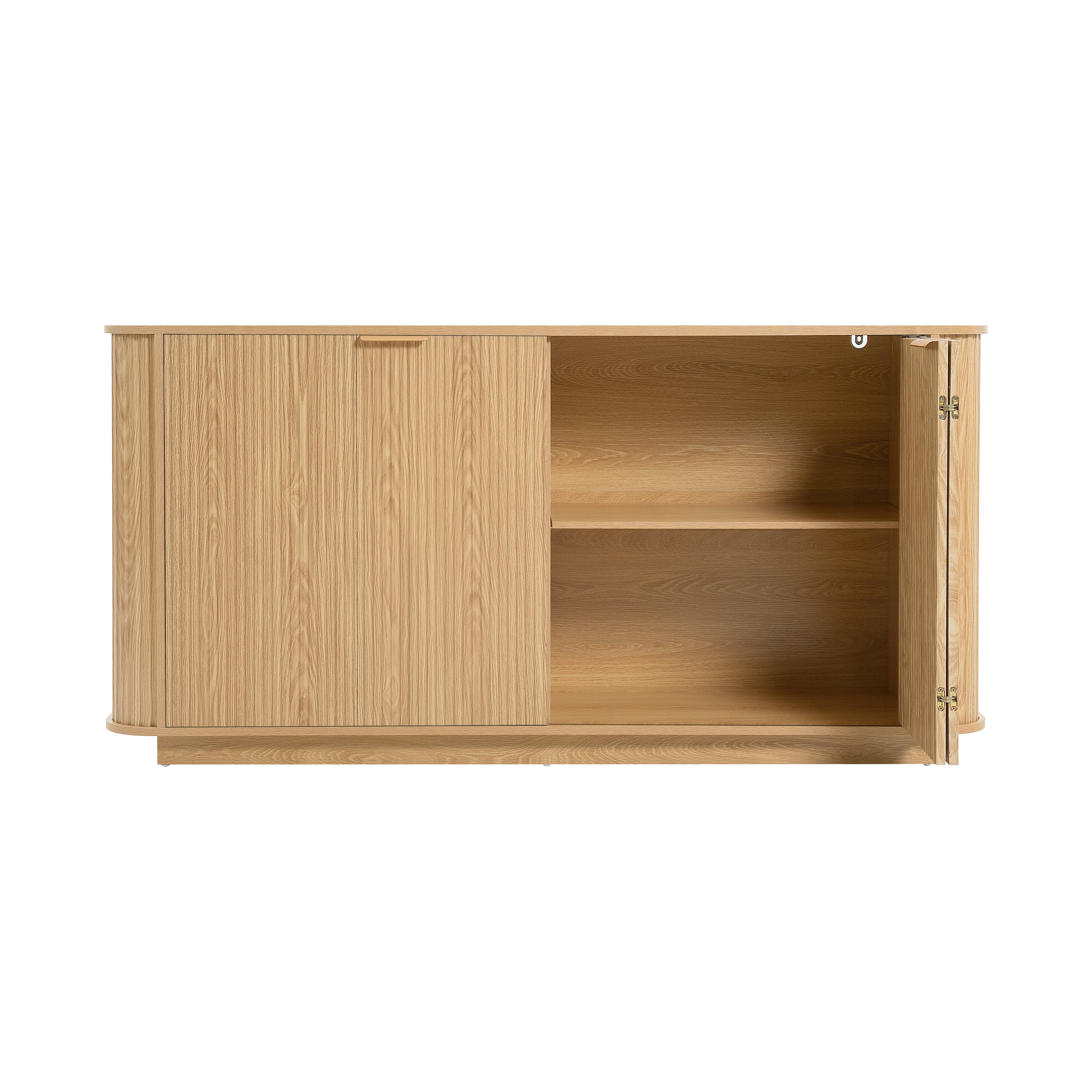 63" Wavy Storage Sideboard, Double-Door Buffet Cabinet with Adjustable Shelves, Suitable for Kitchen, Living Room, Hallway, Versatile Storage (Natural)