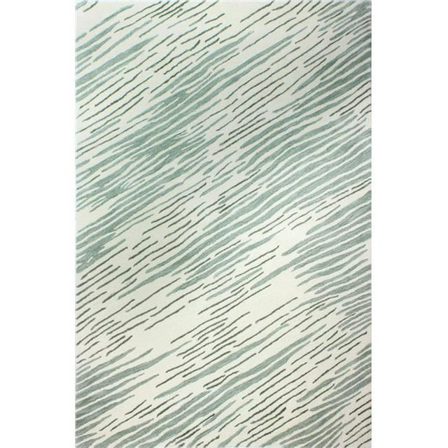 Bashian R129-IVGN-6X9-HG367 Bashian Greenwich Collection Abstract Contemporary Wool & Viscose Hand Tufted Area Rug, Ivory & Green - 5 ft. 6 in. x 8 ft. 6 in.