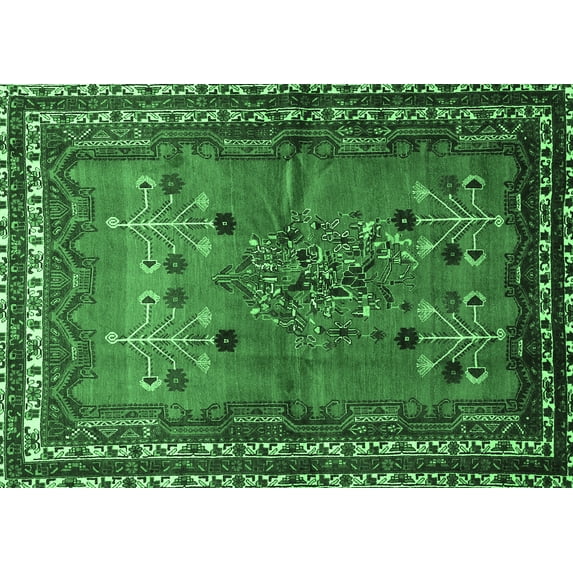 Ahgly Company Indoor Rectangle Persian Emerald Green Traditional Area Rugs, 8' x 10'