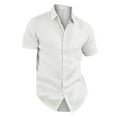 thumbnail image 4 of Qwertyu Men's Casual Button Down Shirts Short Sleeve Summer Beach Shirt Fashion Vacation Wedding Shirts White 2XL, 4 of 5