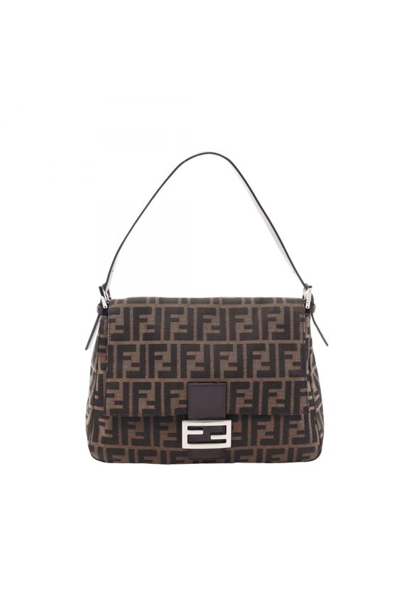 Pre-Owned Fendi Mamma Bucket Zucca Shoulder Bag/Handbag, Canvas and Leather, Women's, Beige,...