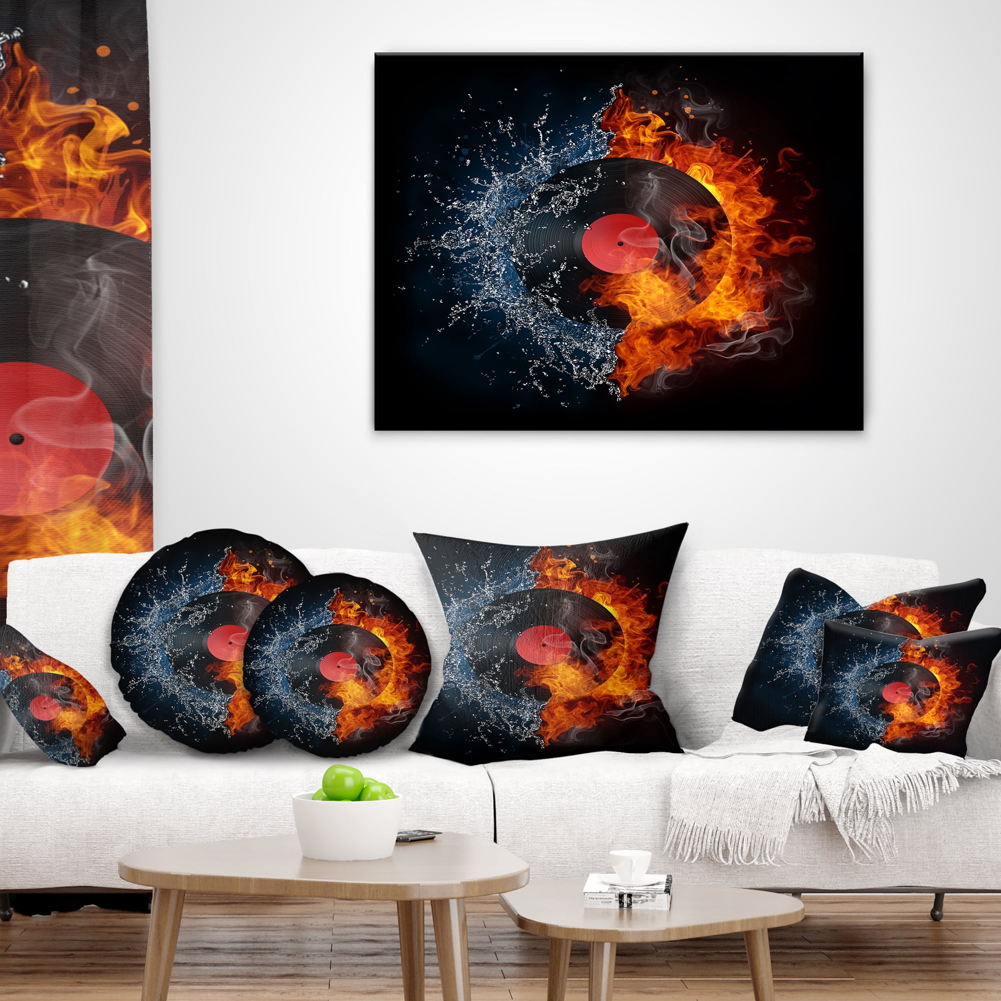 Designart Record Abstract - Abstract Throw Pillow - 16x16
