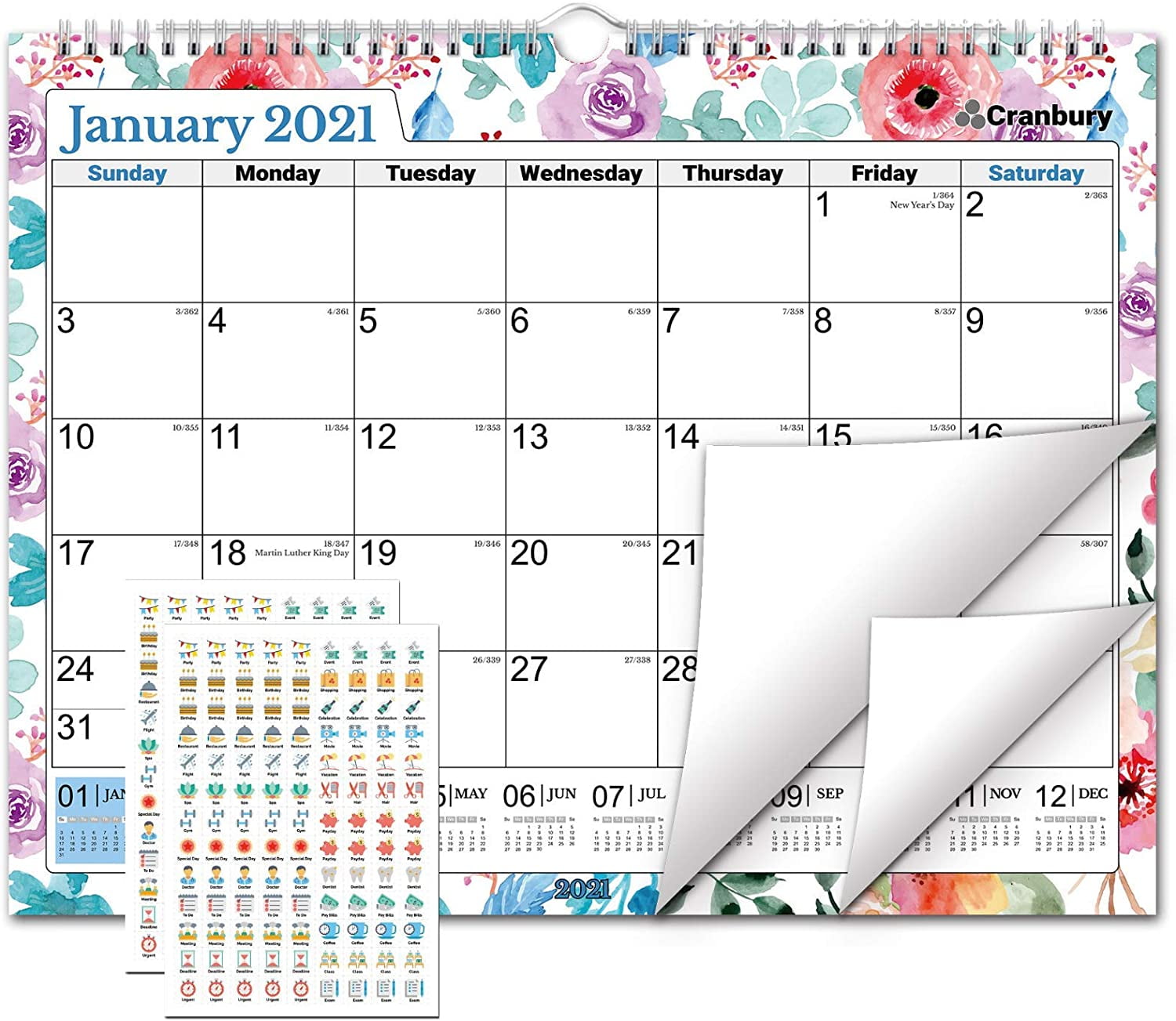 Impressions Use Small Calendar Now to December 2022 Stunning Artwork Designs CRANBURY 8.5x11 Wall Calendar 2022 - Includes Stickers as Desk Calendar or Hanging Calendar 