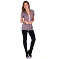 thumbnail image 4 of Simply Ravishing Women's Basic Short Sleeve Hip Length Open Drape Cardigan, Medium, Coco, 4 of 4