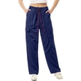 thumbnail image 4 of Women's High Waist Wide Leg Cargo Pants Pockets Drawstring Elastic Waist Casual Comfy Trousers 2026 Trendy Fashion Streetwear for Daily Wear, 4 of 4