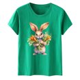 thumbnail image 5 of Fvwitlyh T-Shirts de Voyage pour Femmes 2024 Mode Décontractée Manches Courtes Col Rond T-Shirt Imprimé Ample Vert,P, 5 of 5