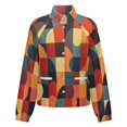 thumbnail image 5 of Jackets for Women Winter Coat Jackets Flannel Stand Collar Jacket(Modern Art Colorful Geometry,Size:S-4XL), 5 of 7