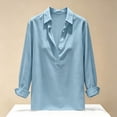 thumbnail image 6 of PADFRYBK Casual T-Shirt For Women Crew Neck Long Sleeve Tops Solid Color Button-Up Top, 6 of 6