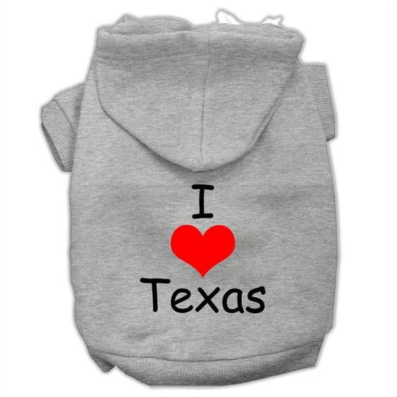 Mirage Pet I Love Texas Screen Print Pet Hoodies, Grey - Small 10