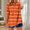 Orange, variant on Women's V-Neck T-Shirt, Loose Fit Short Sleeve Top, Striped Color Block Casual Shirt for Summer